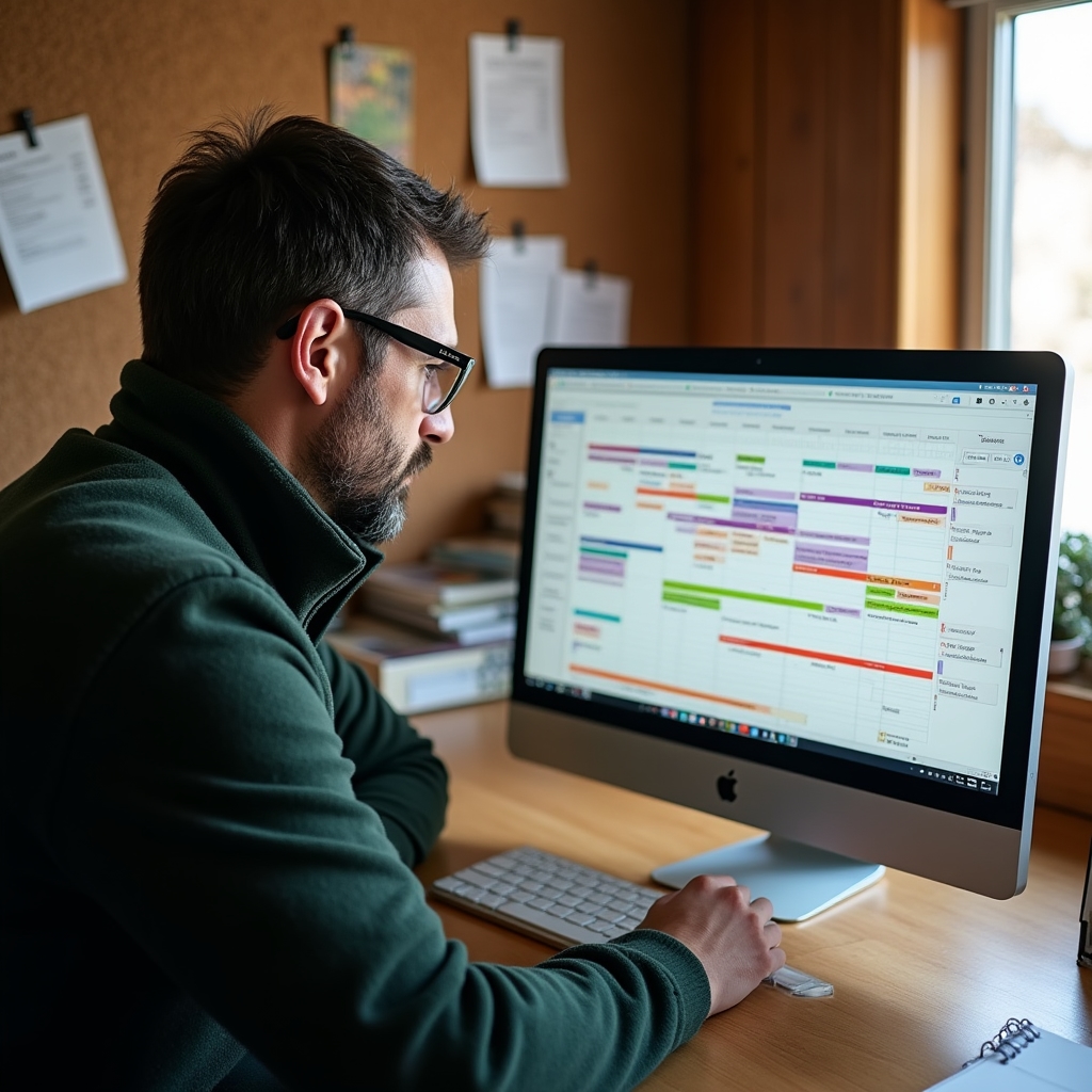 Digitaler Stundenplan mit Reitlehrer-Zuweisung auf einem Bildschirm